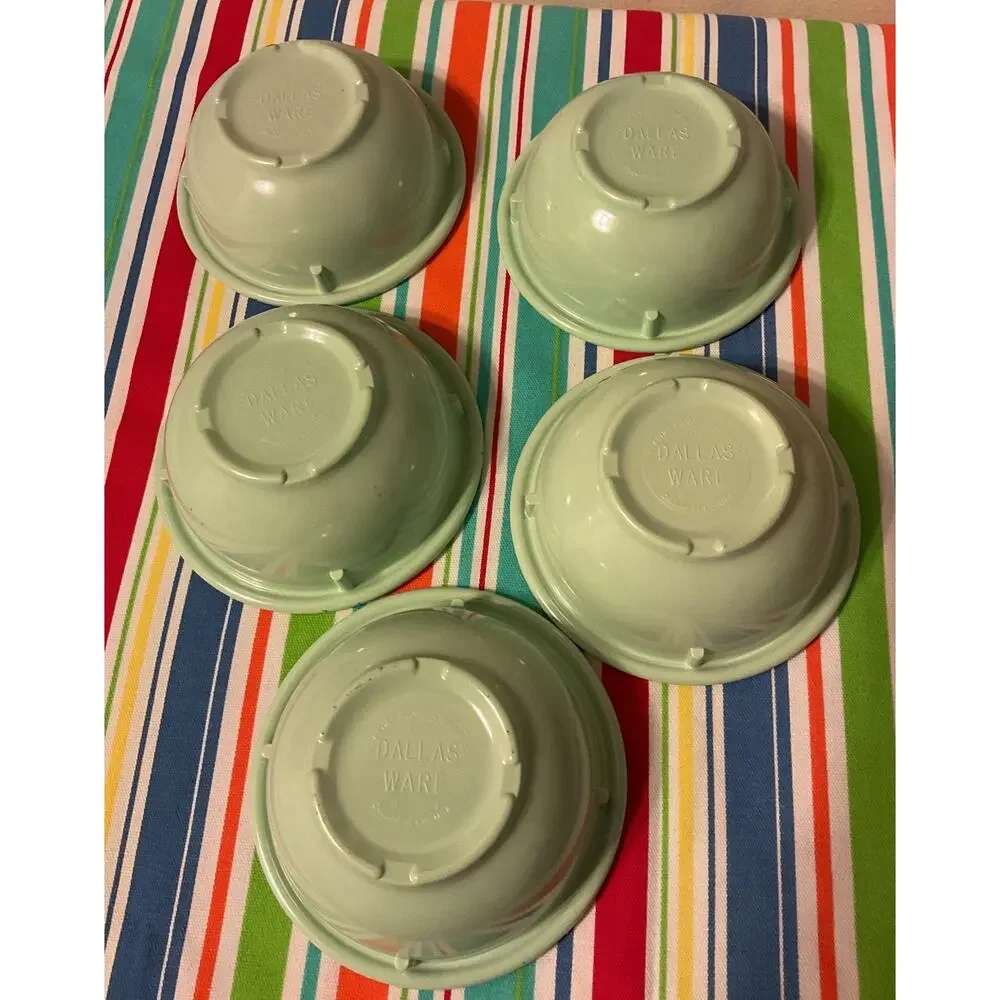 Vintage Set of 5 Dallas Ware Melamine Bowls Seafoam Green